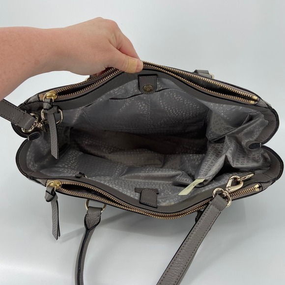 Kate Spade Tote Leighann Mulberry Street Leather Triple Compartment Handbag Gray - Picture 3 of 16